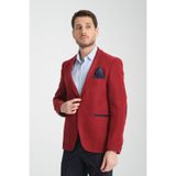 Frappoli Racinos Erkek Kırmızı Kalın Kadife Kumaşlı Dirsekli Slim Fit Dar Kesim Spor Blazer Ceket