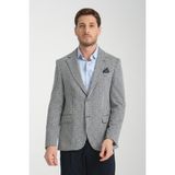 Frappoli Remos Erkek Lacivert Kazayağı Desenli Esneyen Kumaş Mono Yaka Spor Blazer Ceket - 48 - 6 Drop