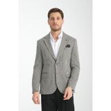 Frappoli Remos Erkek Siyah Kazayağı Desenli Esneyen Kumaş Mono Yaka Spor Blazer Ceket - 56 - 6 Drop