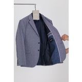 Frappoli Restore Erkek Koyu Lacivert-Gri Likralı Pamuklu Slim Fit Spor Blazer Ceket (Büyük Beden - Battal)