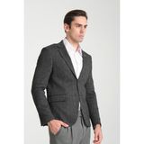 Frappoli Ribas Erkek Lacivert Likralı Pamuk Karışımlı Ekose Desenli Slim Fit Spor Blazer Ceket - 01L-Lacivert - 54