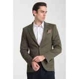 Frappoli Ribas Erkek Yeşil Likralı Pamuk Karışımlı Ekose Desenli Slim Fit Spor Blazer Ceket - 02Y-Yeşil - 50