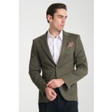 Frappoli Ribas Erkek Yeşil Likralı Pamuk Karışımlı Ekose Desenli Slim Fit Spor Blazer Ceket