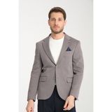 Frappoli Samues Erkek Gri Örme Likralıesneyen Kumaş Slim Fit Mono Yaka Spor Blazer Ceket - 58 - 6 Drop