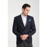 Frappoli Str Erkek Lacivert Slim Fit Mono Yaka Kendinden Desenli Spor Blazer Ceket