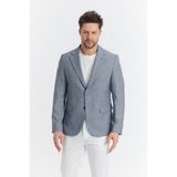 Frappoli Tacues Erkek Lacivert Yarım Astarlı Kapak Cepli Keten Karışımlı Ilkbahar-Yaz Spor Blazer Ceket - 52 - 6 Drop