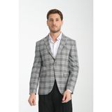 Frappoli Uche Erkek Vizon Ekose Desenli Slim Fit Mono Yaka Blazer Ceket - Siyah - 62 - 6 Drop