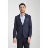 Frappoli Valente Erkek Açık Lacivert Düz Esnek Örme Kumaş Slim Fit Dar Kesim Mono Yaka Spor Blazer Ceket - 48 - 6 Drop