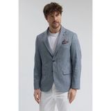 Frappoli Victor Erkek Vizon Pamuk Karışımlı Yarım Astarlı Kapak Cepli Mono Yaka Spor Blazer Ceket - 50 - Lacivert
