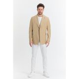 Frappoli Vitao Erkek Bej Italyan Çizgili Kruvaze Yarım Astarlı Slim Fit Spor Blazer Ceket - 48 - 6 Drop