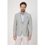 Frappoli Vitao Erkek Gri Italyan Çizgili Keten Karışımlı Ilkbahar-Yazlık Blazer Ceket - 48 - 6 Drop