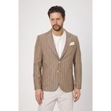Frappoli Vitao Erkek Kahve Italyan Çizgili Keten Karışımlı Ilkbahar-Yazlık Blazer Ceket - 54 - Kahverengi - 6 Drop