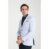 Frappoli Vrd Erkek Beyaz-Lacivert Slim Fit Mono Yaka Spor Blazer Ceket - Beyaz - Lacivert - 6 Drop - 52