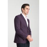 Frappoli Vrd Erkek Beyaz-Lacivert Slim Fit Mono Yaka Spor Blazer Ceket - Bordo - 62 - 6 Drop