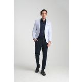 Frappoli VRDD Erkek Beyaz-Lacivert Battal Büyük Beden Regular Fit Mono Yaka Casual Blazer Ceket