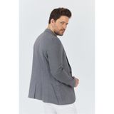 Frappoli Zenova Erkek Lacivert-Gri Dokulu Poliviskon Kumaş Dar Kesim Slim Fit Spor Blazer Ceket