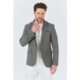 Frappoli Zenova Erkek Siyah-Gri Dokulu Poliviskon Kumaş Dar Kesim Slim Fit Spor Blazer Ceket