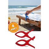 Frater Home Kırmızı 4'lü Büyük Boy (14 CM) Plaj Havlu Mandalı Plaj Havlu Tutucu Havlu Klipsi Şezlong Sabitleyici