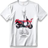 Frdm FIREHAWK150 Motorcu Tişört Model Unisex %100 Cotton Pamuk Rahat Regular Baskı Motor T-Shirt - Beyaz