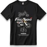 Frdom Hercules Iııı Motorcu Tişört Model Unisex %100 Cotton Pamuk Rahat Regular Baskı Motor T-Shirt - Siyah - XL