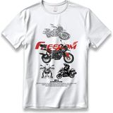 Frdom Rx3 Motorcu Tişört Model Unisex %100 Cotton Pamuk Rahat Regular Baskı Motor T-Shirt - Beyaz