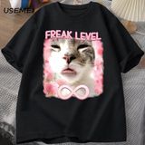 Freak Seviye Sonsuz Komik Kedi Meme Tişörtleri Erkekler Kadınlar Için Harajuku Baskı Aptal Ke 2947 - Siyah - XL