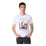 Fred Mello Bisiklet Yaka T-Shirt, M, 5003031694, Beyaz, Erkek