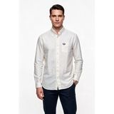 Fred Perry Erkek Standart Kalıp Düğmeli Yaka Uzun Kollu Tek Cepli Pamuklu Gömlek M5516-100