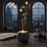 Free And Art Yuvarlak Formda El Yapımı Soya Mum Minimal Dekoratif Tasarım Dekoratif Beton Mum - Gri