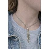 Free Feather Spirit – Tüy Figürlü Gümüş Renk Unisex Uzun Kolye (60 Cm)