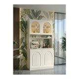 Free Home Premium MDF Ürün Bohem Kahve Köşesi-Nervürlü Camlı Lake Kapak Mutfak Barı Çok Amaçlı Dolap 100x205