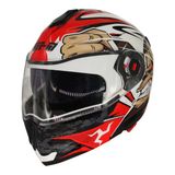 Free-M 961 Monkey Güneş Vizörlü Çeneden Açılır Kask Siyah - Beyaz - Kırmızı