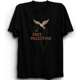 Free Palestine, Özgür Filistin, Zeytin Dalı, Barış, Güvercin Baskılı Unisex, %100 Pamuk Tişört - Siyah - XL