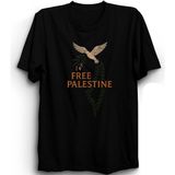 Free Palestine, Özgür Filistin, Zeytin Dalı, Barış, Güvercin Baskılı Unisex, %100 Pamuk Tişört - Siyah - XS