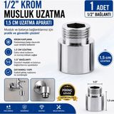 Freed Tools 1/2" Krom Musluk Uzatma 1.5 cm – Pirinç Krom Kaplama Musluk Bağlantı Uzatma Aparatı (1 Adet)