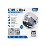 FREED TOOLS 1/2" Krom Musluk Uzatma 1 cm – Pirinç Krom Kaplama Musluk Bağlantı Uzatma Aparatı (1 Adet)