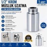 Freed Tools 1/2" Krom Musluk Uzatma 2 cm – Pirinç Krom Kaplama Musluk Bağlantı Uzatma Aparatı (1 Adet)