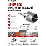 Freed Tools 45 mm Sds Plus Panç Beton Açma Seti Duvar Delme Karot Ucu Tuğla Taş Gaz Beton Delici Set Merkezleme Matkaplı Allen Anahtarlı