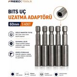 Freed Tools 5 Adet Bits Uç Uzatma Adaptörü 60 mm Manyetik Vidalama Matkap Ucu Aparatı Seti