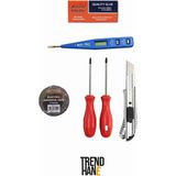 FREED TOOLS Elektrikçi Tamir Seti 6 Parça | Kontrol Kalemi Tornavida Maket Bıçağı Elektrik Bandı