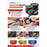 Freed Tools Izole Pvc Elektrikçi Elektirik Kablo Bandı Siyah Renk Bant Bandı 10 Adet 4 Yrd