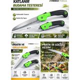 Freed Tools Katlanır Budama Testeresi 180 mm Bahçe Testeresi Dal Kesme Testeresi Kamp Outdoor Testere