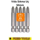 Freed Tools Matkap Ucu Uçları 50 mm Yıldız Düz Bits Vidalama Uç Seti Ph 5 Parça