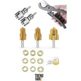 Freed Tools Pvc Plastik Boru Tamir Seti (3 Lü Havşa 2 Li Boru Diş Aça 10 Lu Teflon Bant 32 mm Boru Kesme Makası)