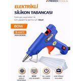 FREED TOOLS Sıcak Silikon Tabancası 80W | Hızlı Isınma Güçlü Yapıştırıcı Tabanca + 5 Mum Silikon