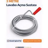 Freed Tools Tıkalı Banyo Lavabo Deliği Gider Boru Açıcı Aparat 3 Metre Susta