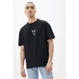 Freedom Erkek Baskılı T-Shirt Kısa Kol Bisiklet Yaka Rahat Kalıp Tişört - Siyah - 2XL