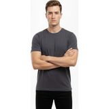 Freedom Erkek Bisiklet Yaka Slim Fit Dar Kesim Likralı Tişört - Füme - XL