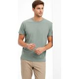 Freedom Erkek Bisiklet Yaka Yazlık Kısa Kol Düz Tişört Regular Kalıp T-Shirt - Mint Yeşili - 2XL