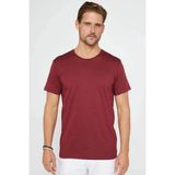 Freedom Erkek Düz Bisiklet Yaka Tişört Kısa Kol Yazlık T-Shirt - Bordo - XL